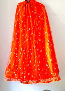 Orange Net Lehenga