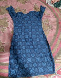 uni  Blue Printed Kurta