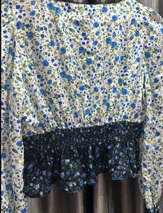 Zara Floral Print V-Neck Top