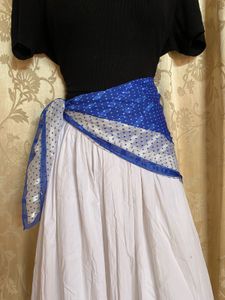 Blue White Polka Dot Scarf