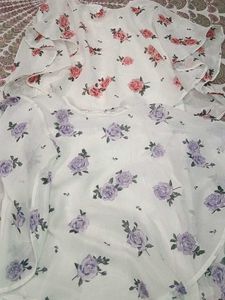 Twinning Floral Print Ruffle Sleeve Tops (Set of