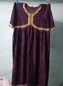 Elegant Purple Striped Kurta pant set