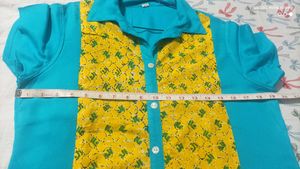 Stylish  Blue Kurta with Yellow Print