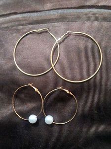 Gold Hoop Earrings with Pearls
