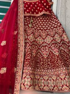 Elegant Maroon Velvet Lehenga Choli
