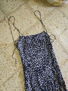 Leopard Print Slip Dress with Slit