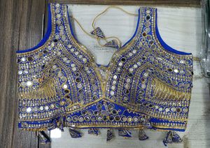 Blue Mirror Work Blouse