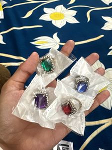 Sparkling Gemstone Statement Rings Set