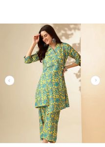 Yellow &amp; Teal Floral Kurta Set