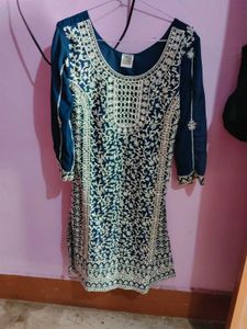 Embroidered Teal Kurta