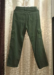 Green Cargo Wide Leg Pants