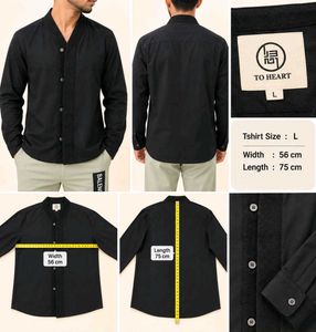 Men's Black Mandarin Collar Shirt