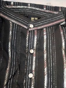 Men's Black Striped Kurta