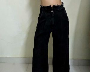 Black Denim Cargo Pants