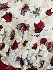 girls daily wear Leaf Print Tiered cotton frock