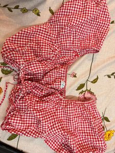 Nefs finds Red Gingham Ruffle Blouse