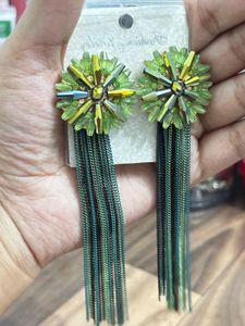green beautiful earrings