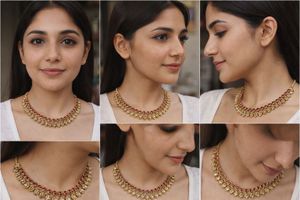 Elegant Indian Necklace with Red Stones