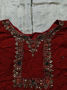 Red Embroidered Kurta