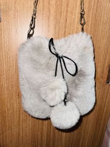 Grey Chic Faux Fur Shoulder Bag