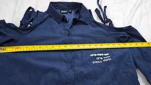 ONLY Navy Blue Cold-Shoulder Shirt