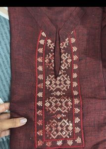 Maroon Embroidered Kurta