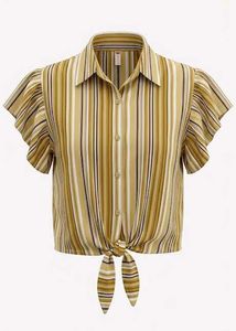 Striped Tie-Front Crop Shirt