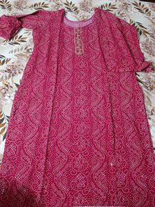 Beautiful Pink Bandhani Kurta