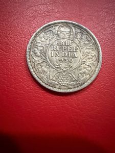 half rupee 1930 silver coin of George V rare