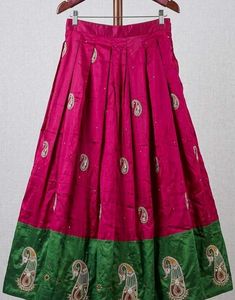 Beautiful Banarasi Maroon & Green Ethnic Skirt