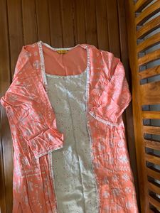 Aurelia  Peach sequin neck Kurta top