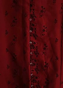 Dark Red Printed Kurti with Front Button Detail