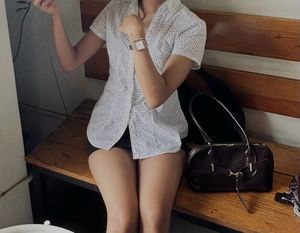 White Polka Dot Button-Up Shirt