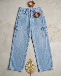 Light Wash Cargo Jeans