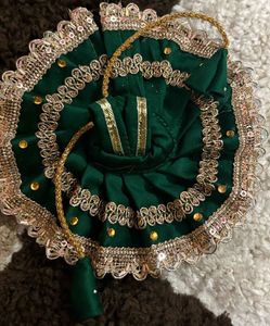 Elegant Green Laddu Gopal  dress with Sequins