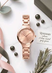 Premium Rose Gold Metallic Chain Watch for Women (