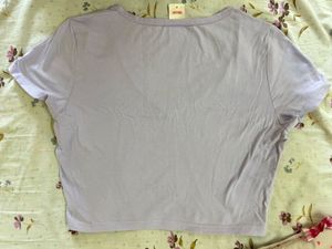 Purple "With Love" Graphic Cropped Tee