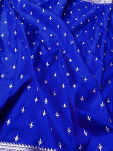 Stunning Satin Silk Embroidery Work Saree