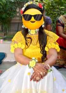 Yellow Haldi Lehenga with White Skirt