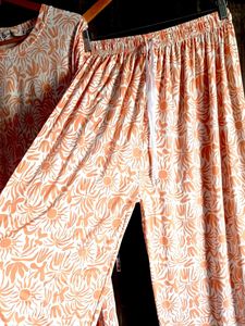 orange🍊 white co-ord set or night suit 💯 hosiery