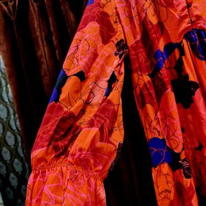 Vibrant Floral Tiered Midi DressGorgeous Flora