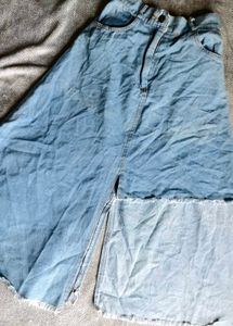 9286. Distressed Denim Maxi Skirt