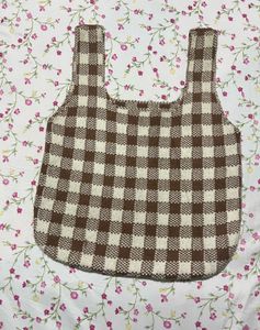 Brown & White Checkered Tote Bag