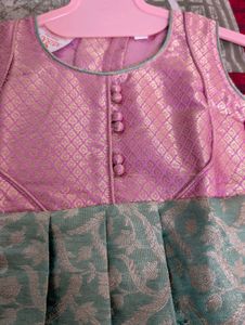 Girls Premium Pink &amp; Mint Green frock