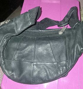 Black Leather Fanny Waist Bag unused