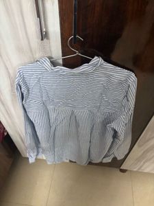 Blue Striped Button-Up Shirt