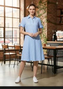 Striped Shirt Dress with Tie Sleeves