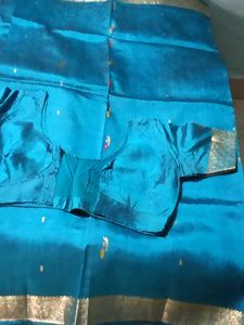 GentlyUsed TealBlue DharmavarmPattuSaree+Meen