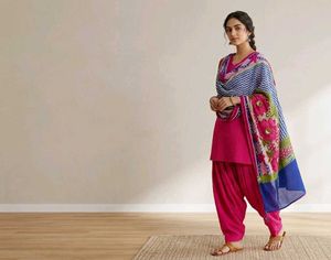 Vibrant Pink shalwar with Floral Dupatta
