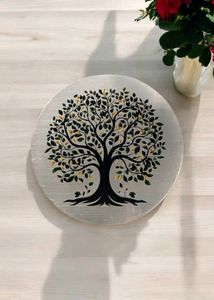 Tree Of Life Selenite Crystal Charging Plate